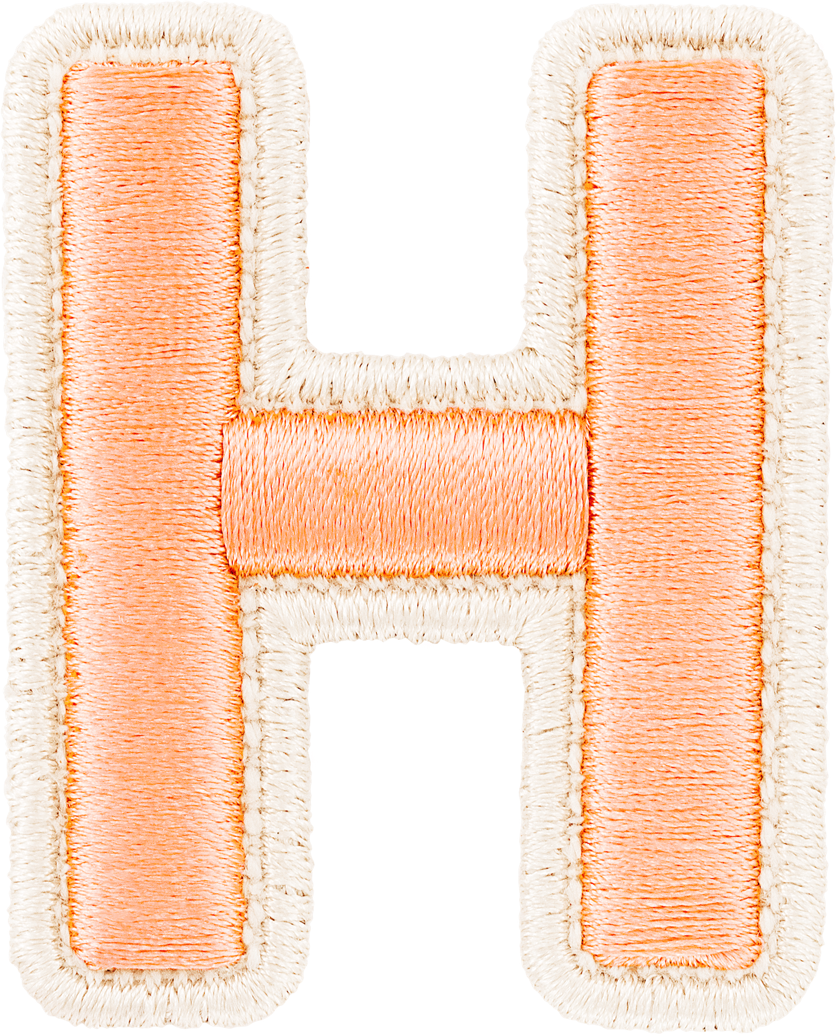 Peach Rolled Embroidery Letter Patches
