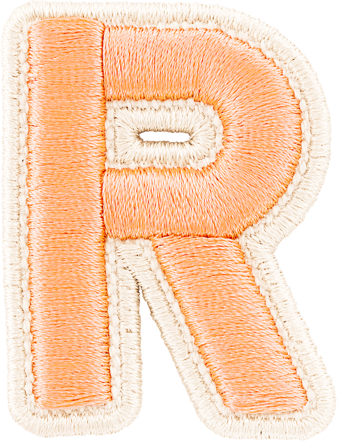 Peach Rolled Embroidery Letter Patches