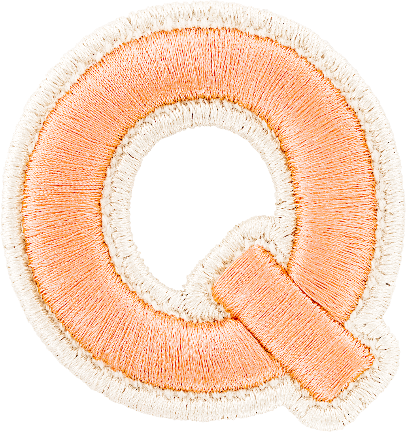 Peach Rolled Embroidery Letter Patches