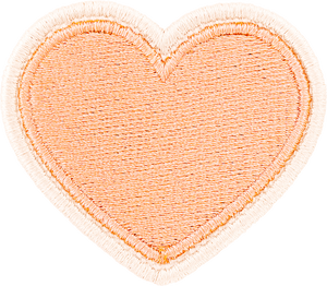 Peach Rolled Embroidery Heart Patch