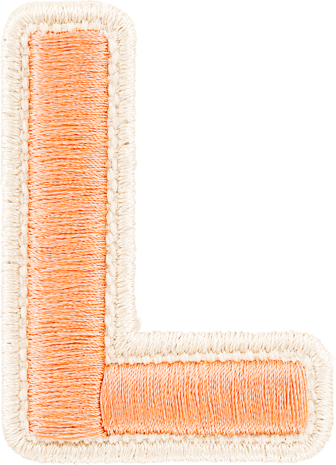 Peach Rolled Embroidery Letter Patches