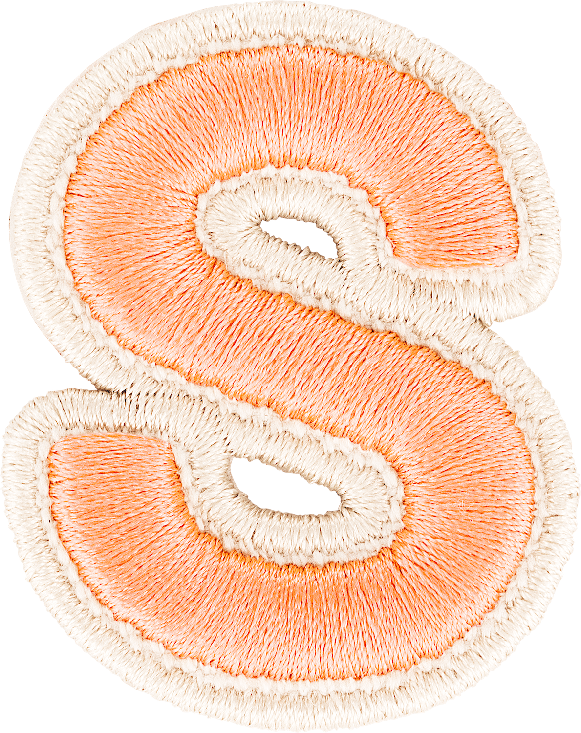 Peach Rolled Embroidery Letter Patches