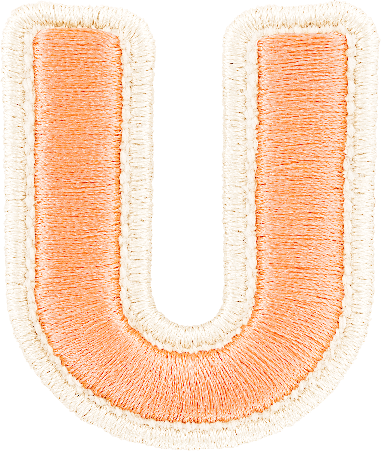 Peach Rolled Embroidery Letter Patches