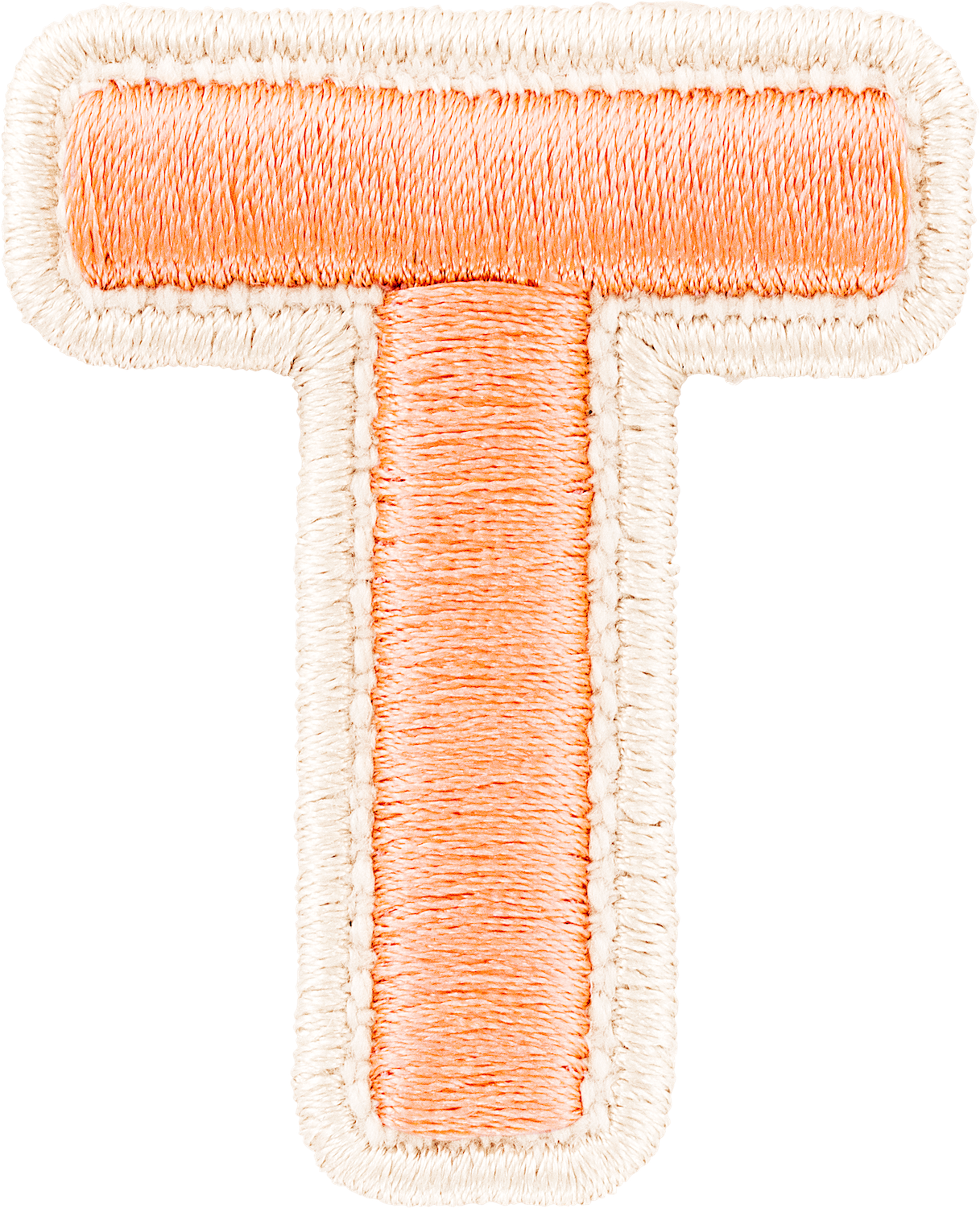 Peach Rolled Embroidery Letter Patches