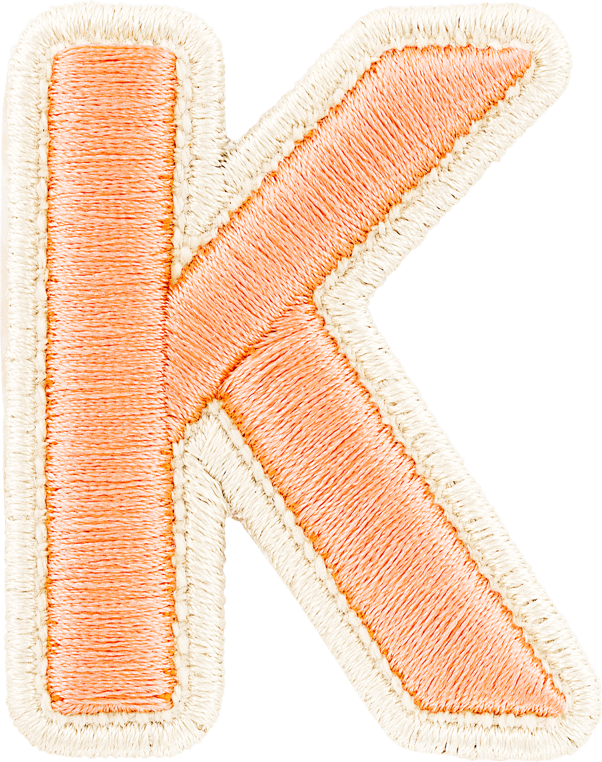 Peach Rolled Embroidery Letter Patches
