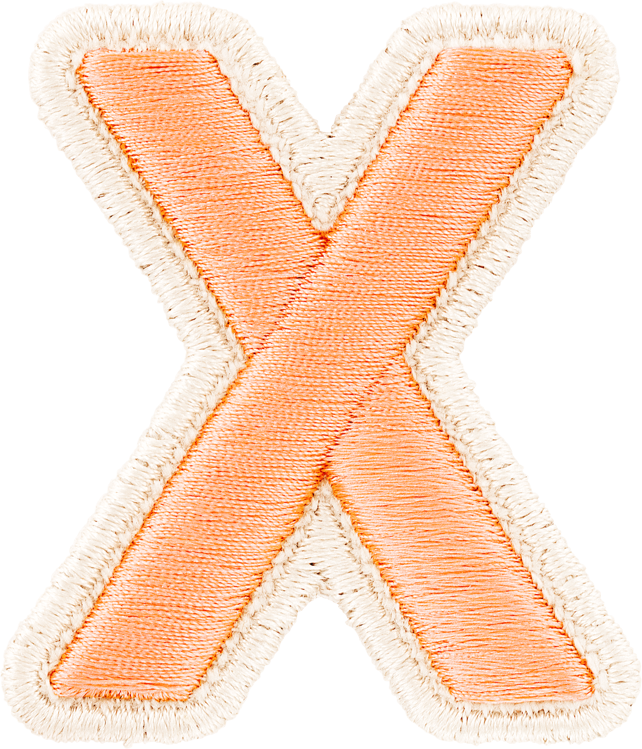 Peach Rolled Embroidery Letter Patches