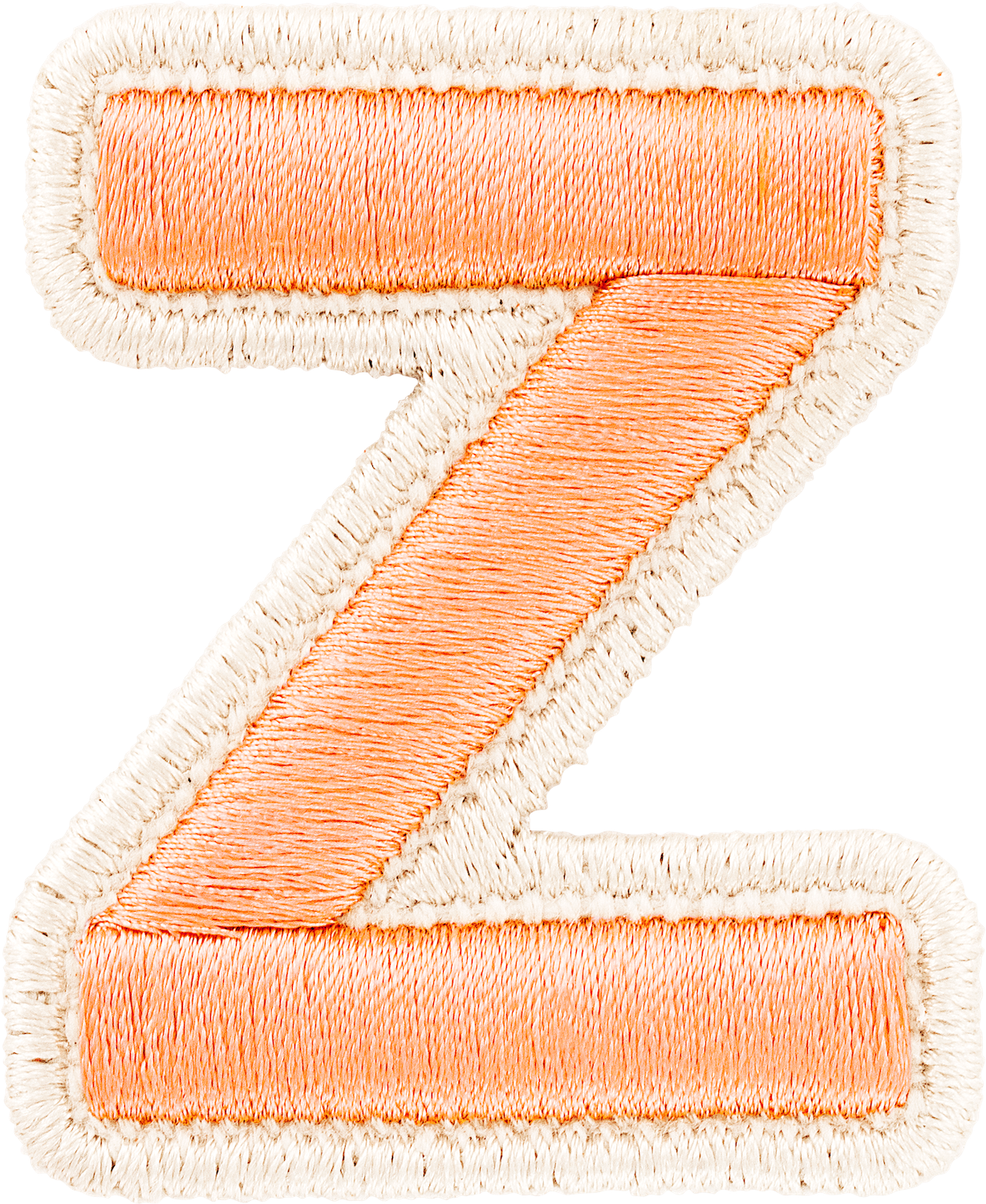 Peach Rolled Embroidery Letter Patches