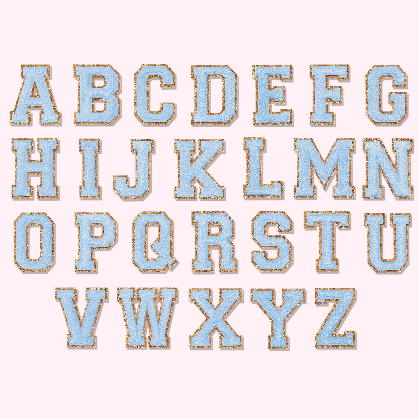 Periwinkle Glitter Varsity Letter Patches