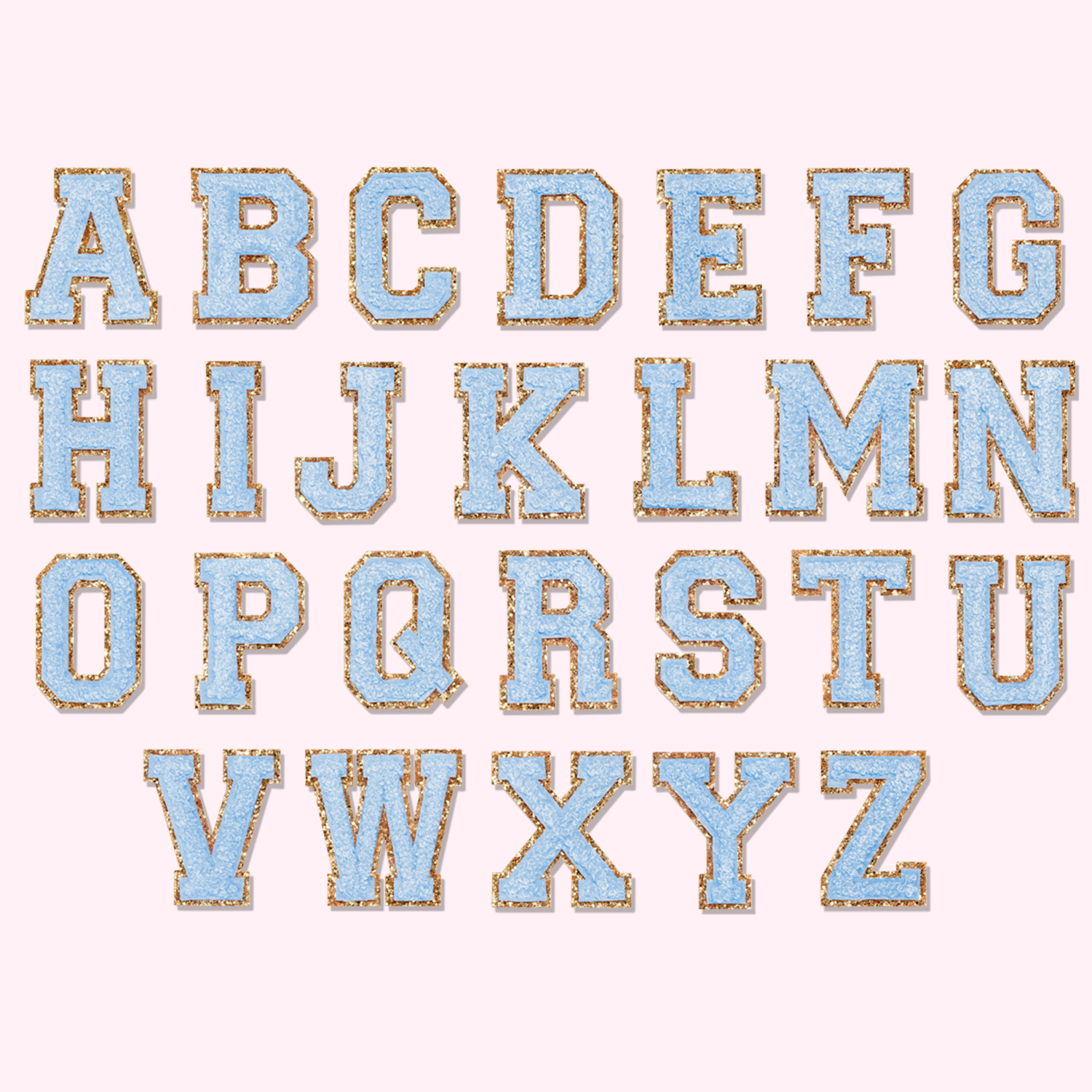 Periwinkle Glitter Varsity Letter Patches