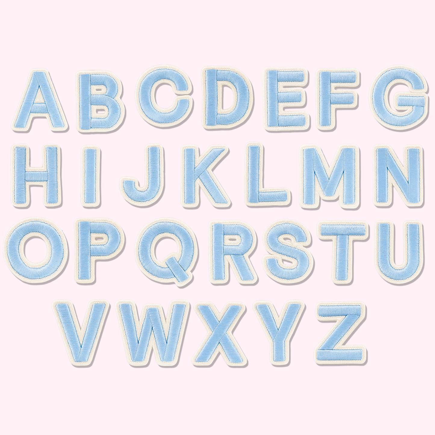 Periwinkle Rolled Embroidery Letter Patches