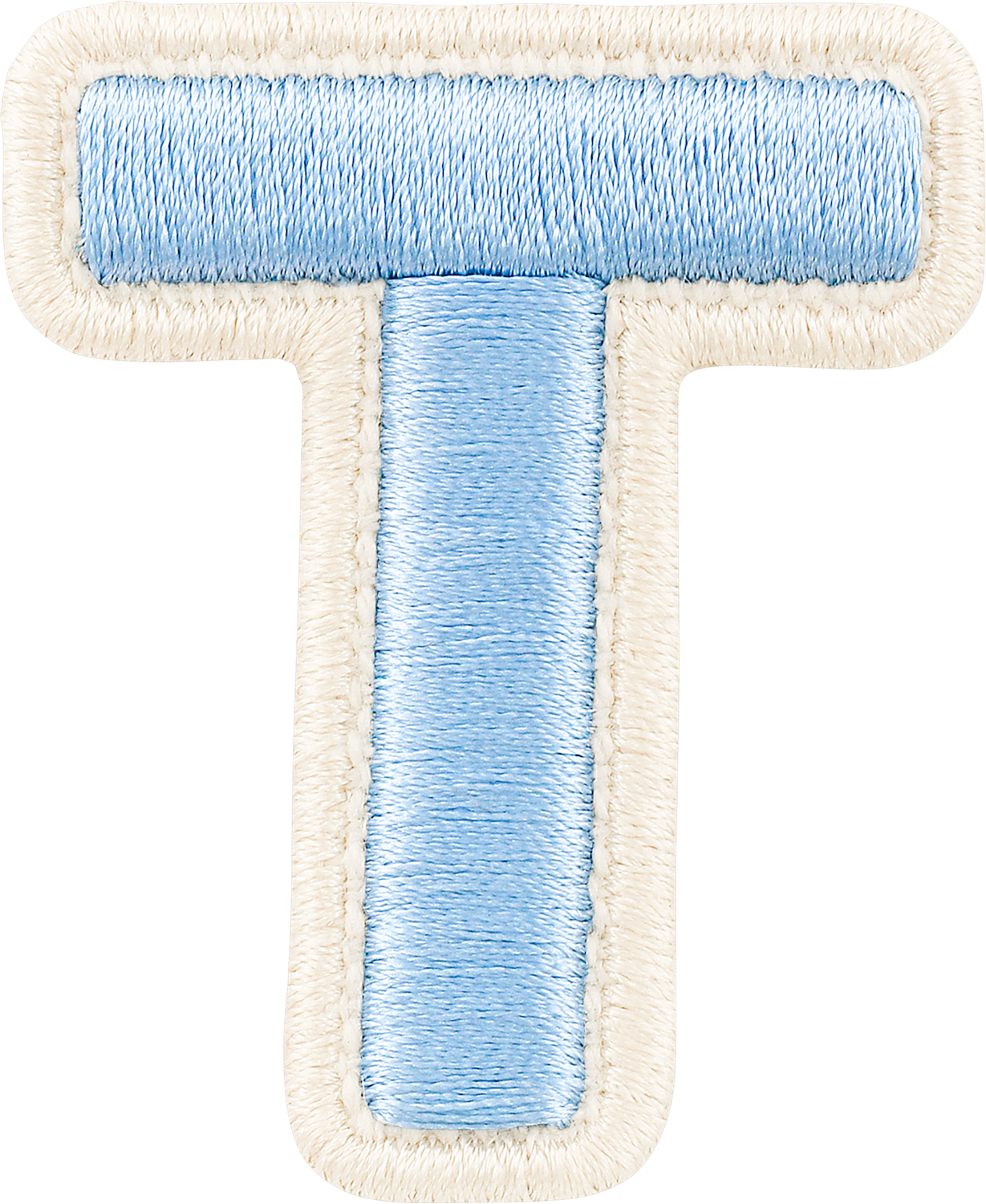 Periwinkle Rolled Embroidery Letter Patches