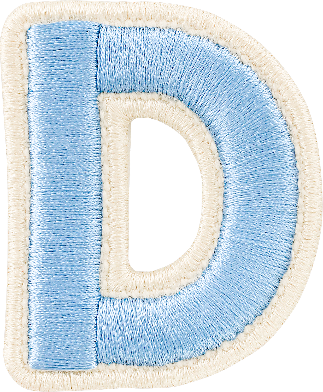 Periwinkle Rolled Embroidery Letter Patches