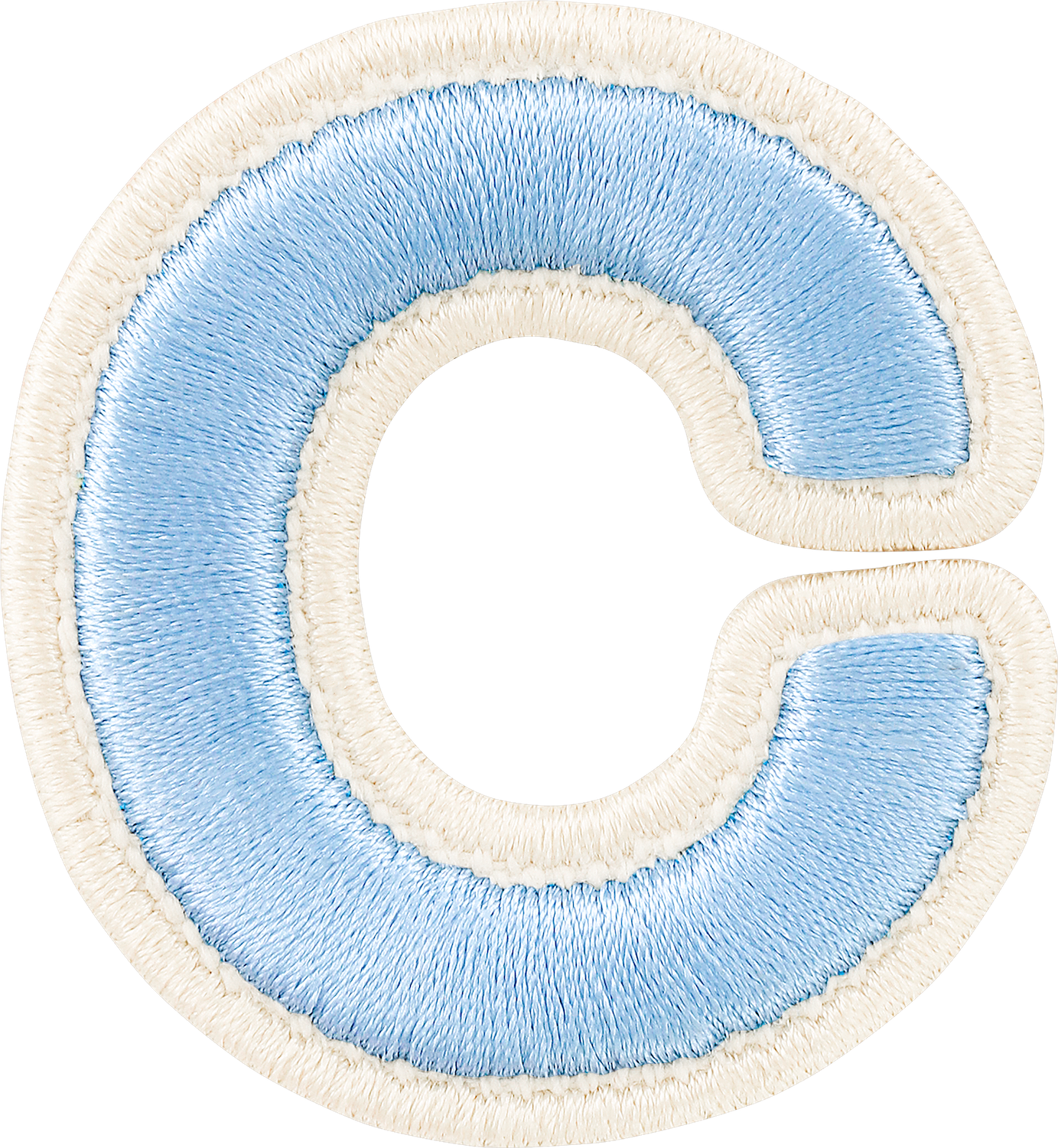 Periwinkle Rolled Embroidery Letter Patches