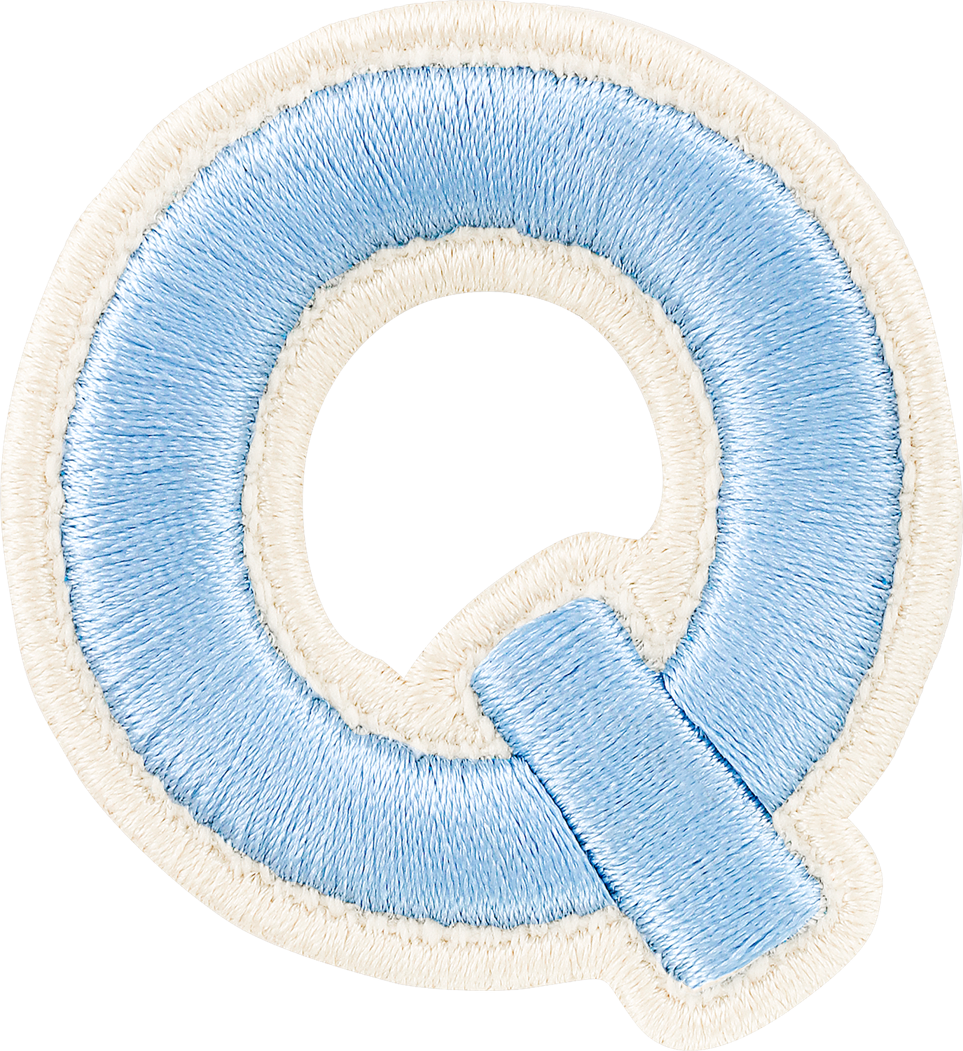 Periwinkle Rolled Embroidery Letter Patches