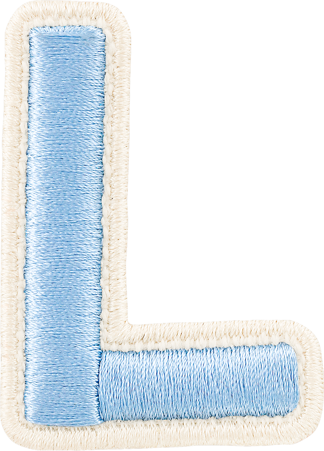 Periwinkle Rolled Embroidery Letter Patches