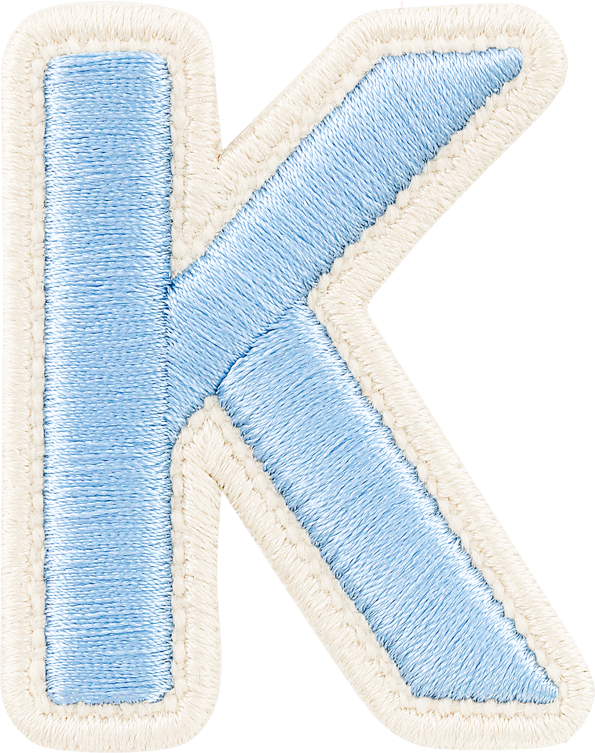 Periwinkle Rolled Embroidery Letter Patches