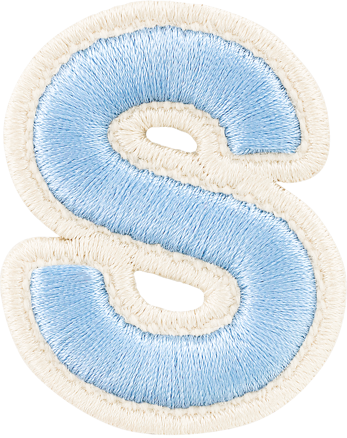 Periwinkle Rolled Embroidery Letter Patches