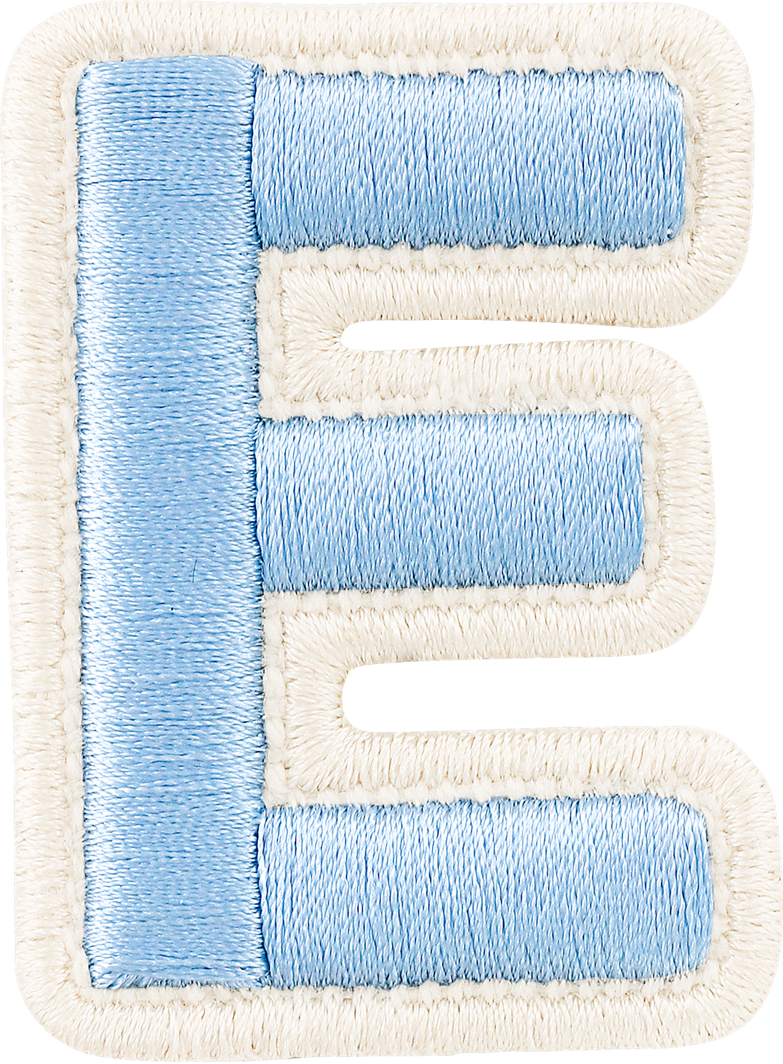 Periwinkle Rolled Embroidery Letter Patches