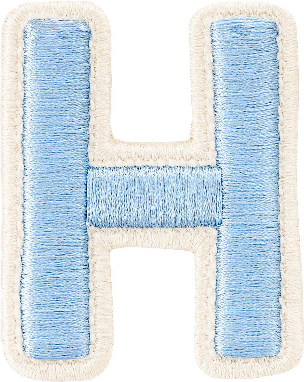 Periwinkle Rolled Embroidery Letter Patches
