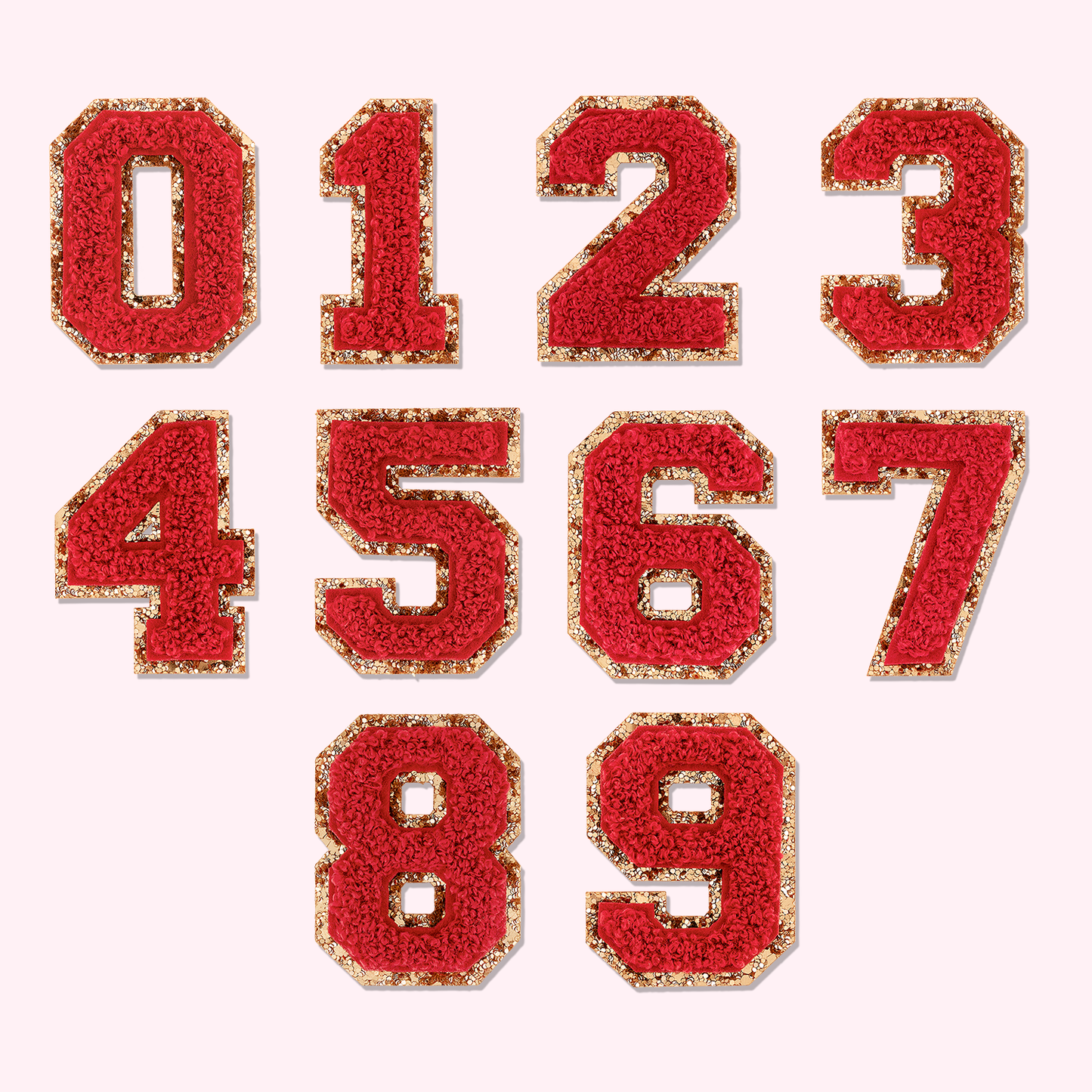 Ruby Glitter Varsity Number Patch