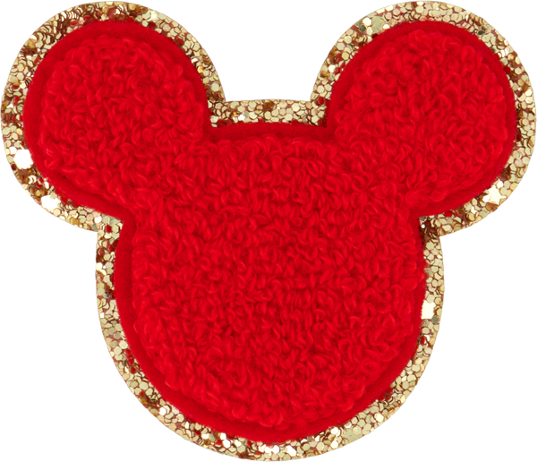 Red Disney Mickey Mouse Glitter Varsity Patch