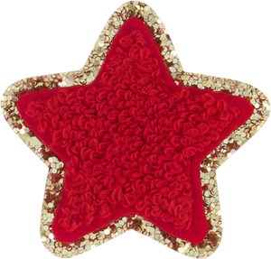Ruby Glitter Varsity Star Patch