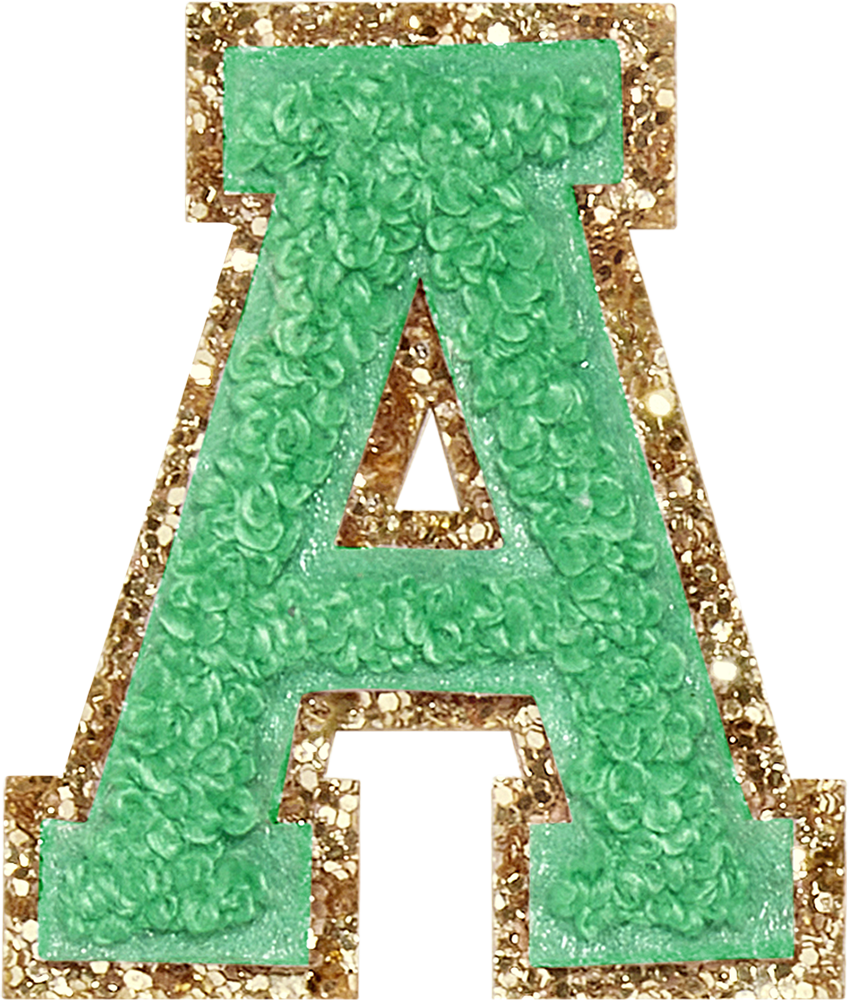Avocado Glitter Varsity Letter Patches