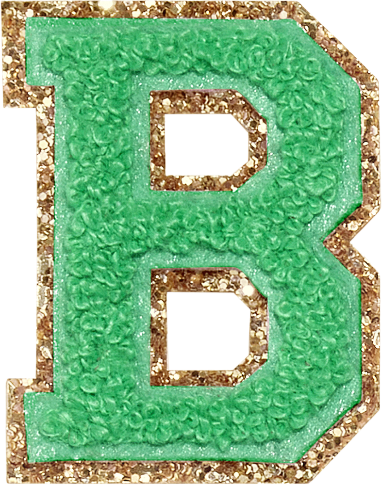 Avocado Glitter Varsity Letter Patches