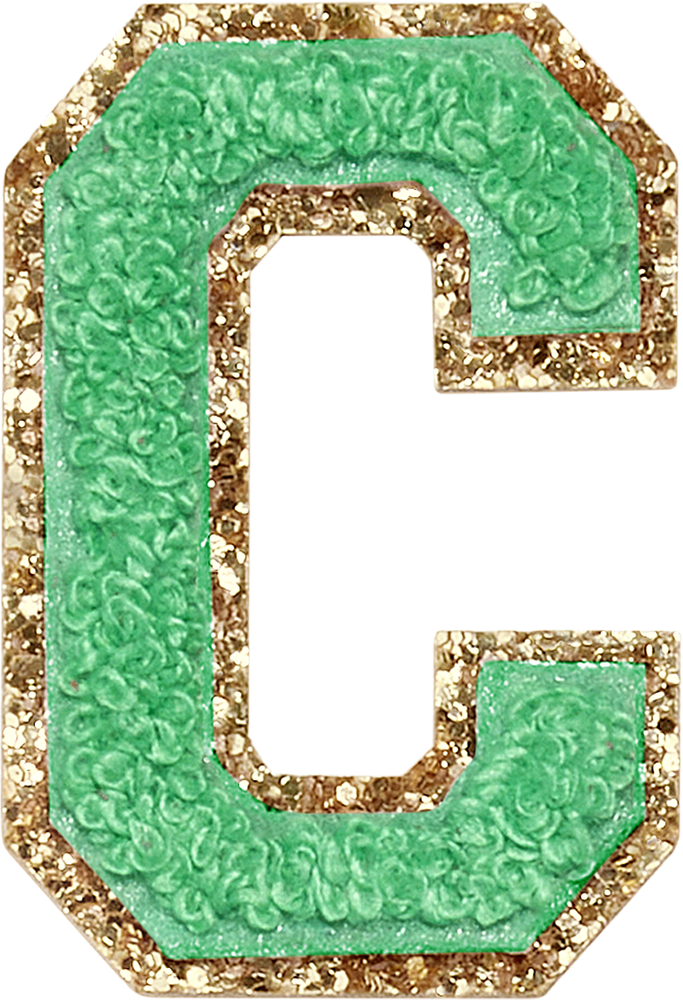 Avocado Glitter Varsity Letter Patches