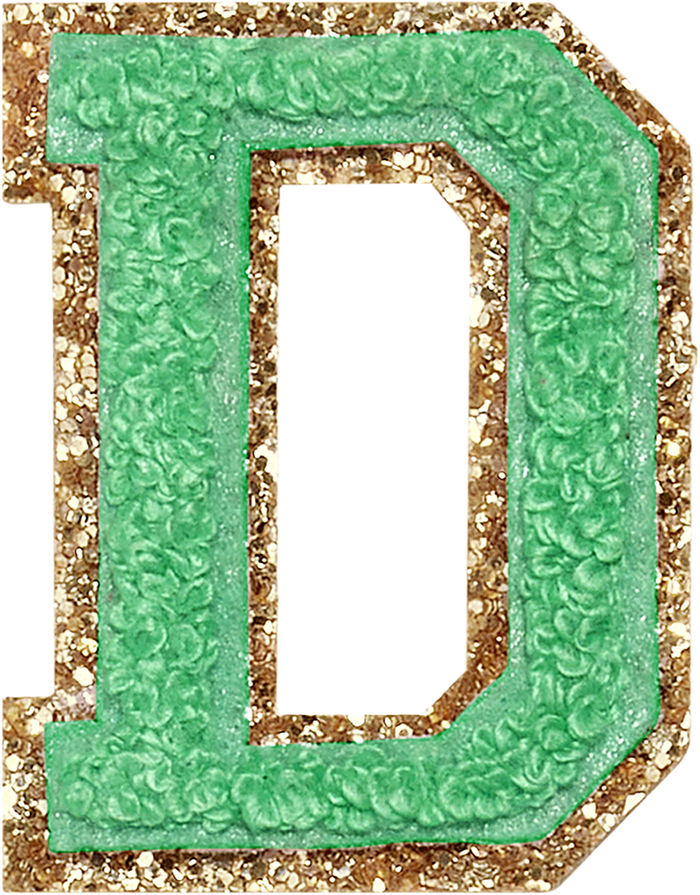 Avocado Glitter Varsity Letter Patches