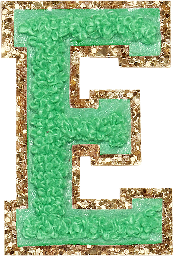 Avocado Glitter Varsity Letter Patches