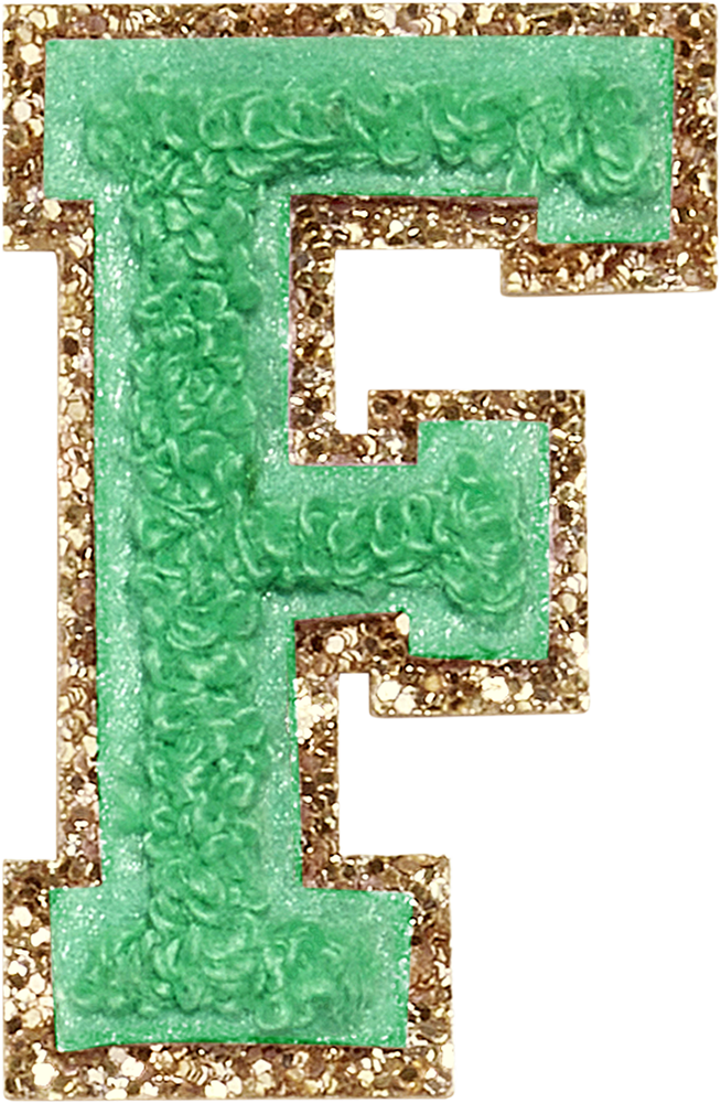 Avocado Glitter Varsity Letter Patches
