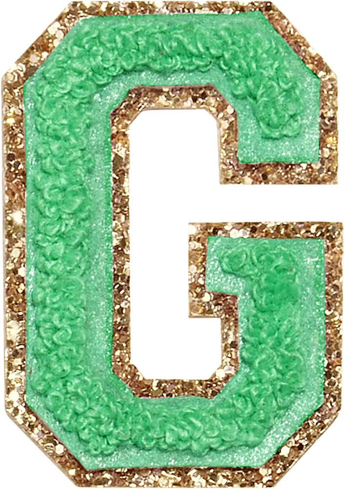 Avocado Glitter Varsity Letter Patches