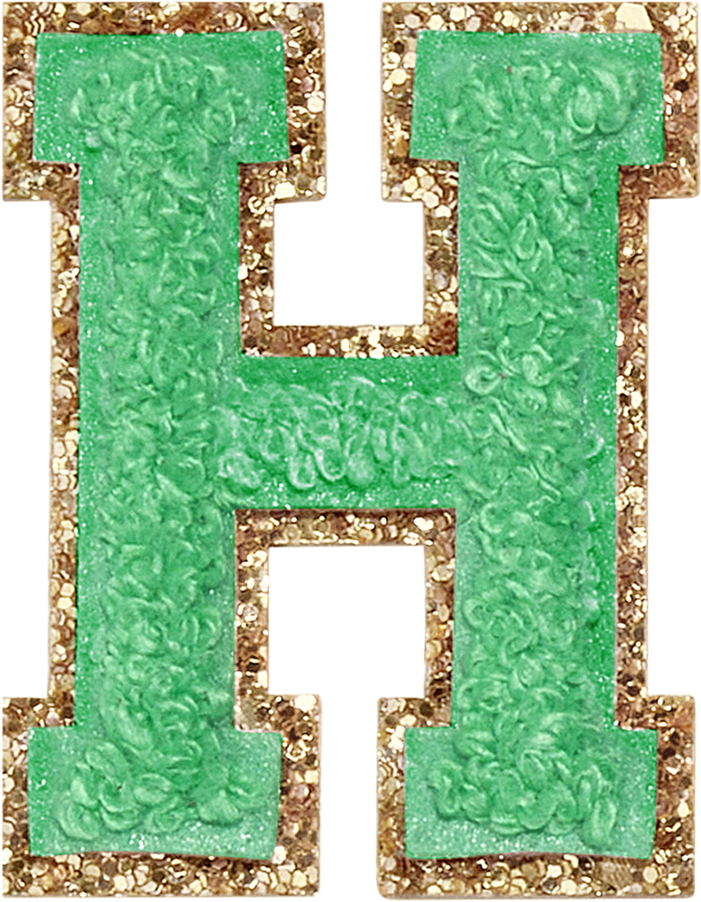 Avocado Glitter Varsity Letter Patches