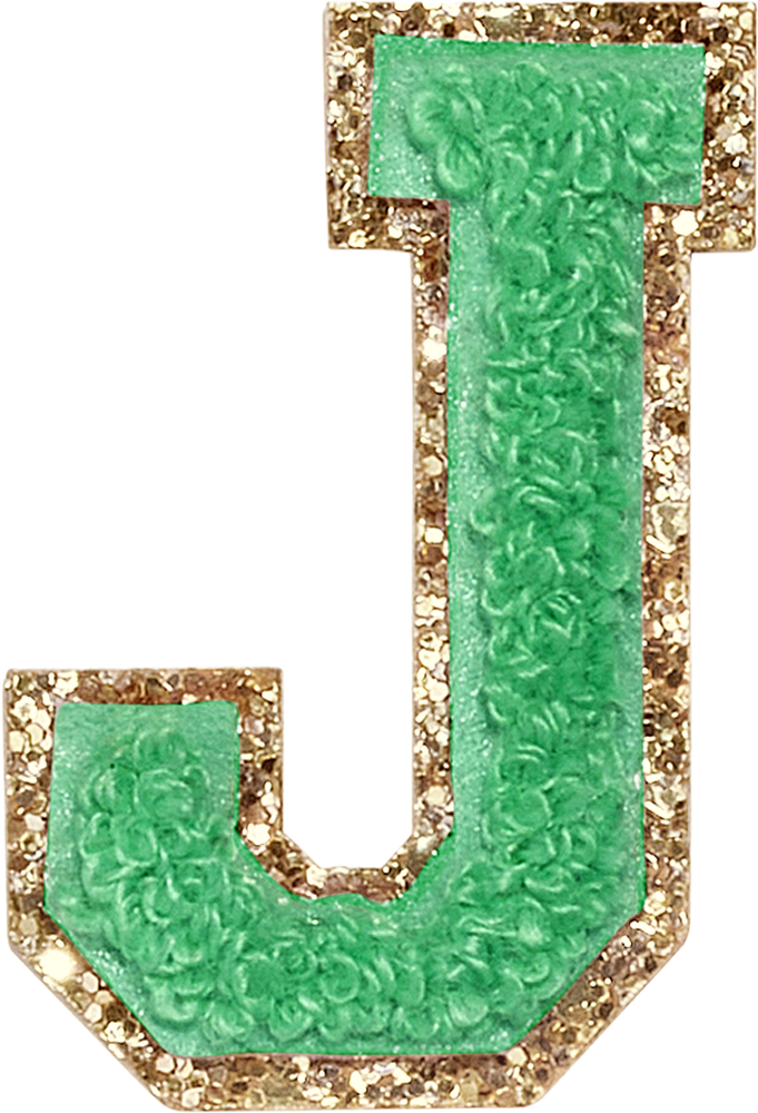 Avocado Glitter Varsity Letter Patches