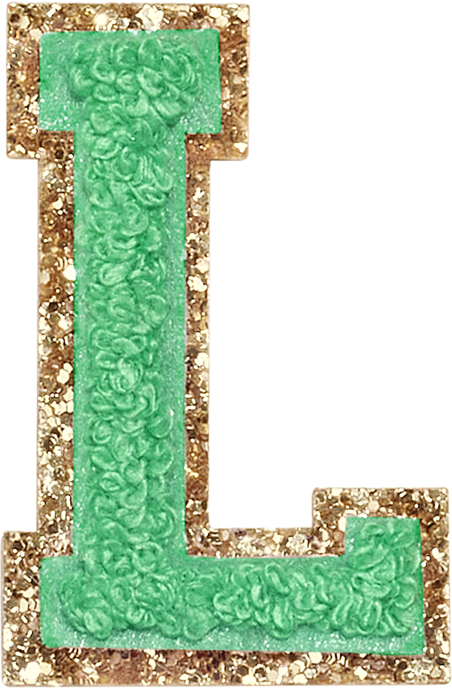 Avocado Glitter Varsity Letter Patches