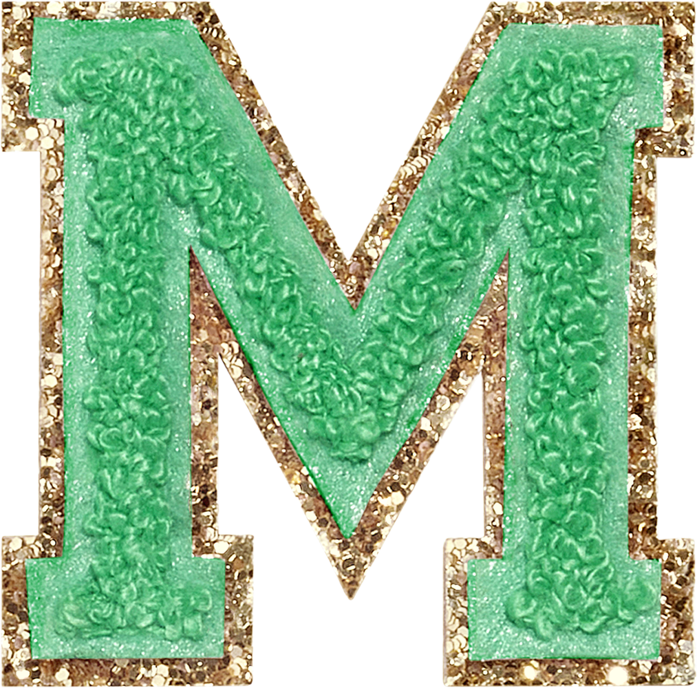 Avocado Glitter Varsity Letter Patches