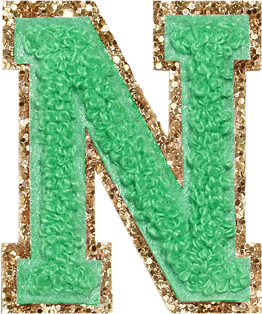 Avocado Glitter Varsity Letter Patches