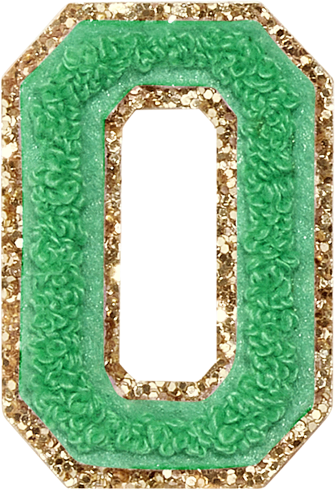 Avocado Glitter Varsity Letter Patches