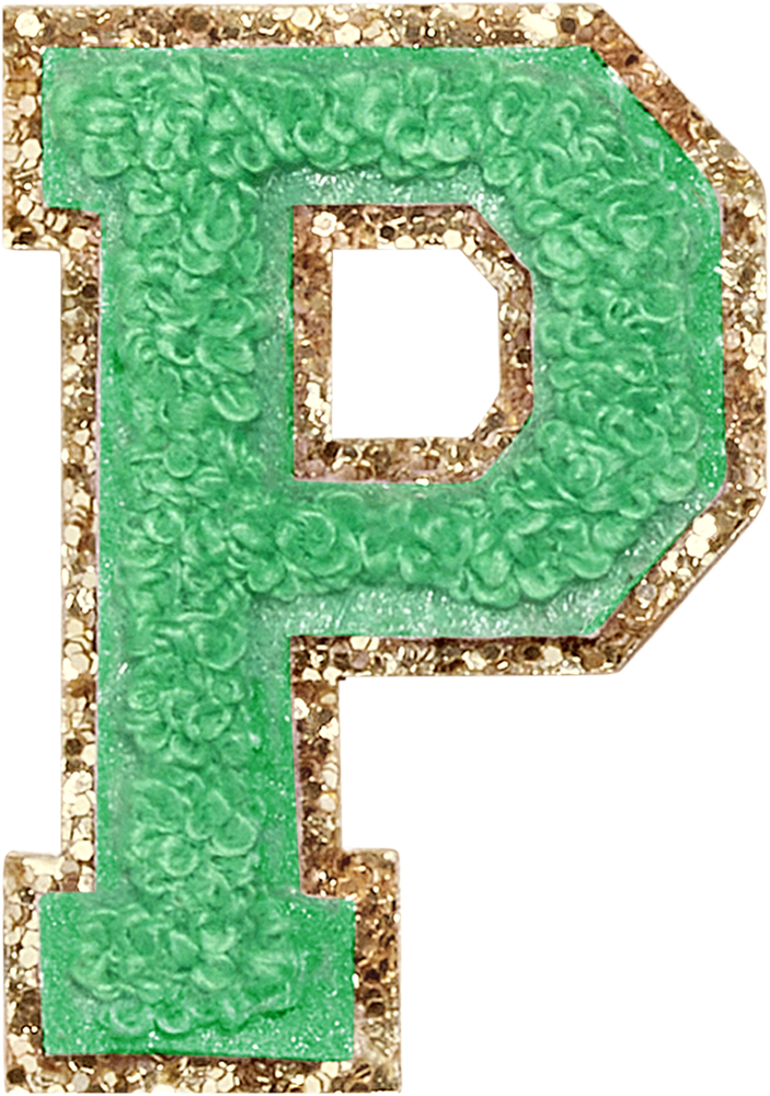 Avocado Glitter Varsity Letter Patches
