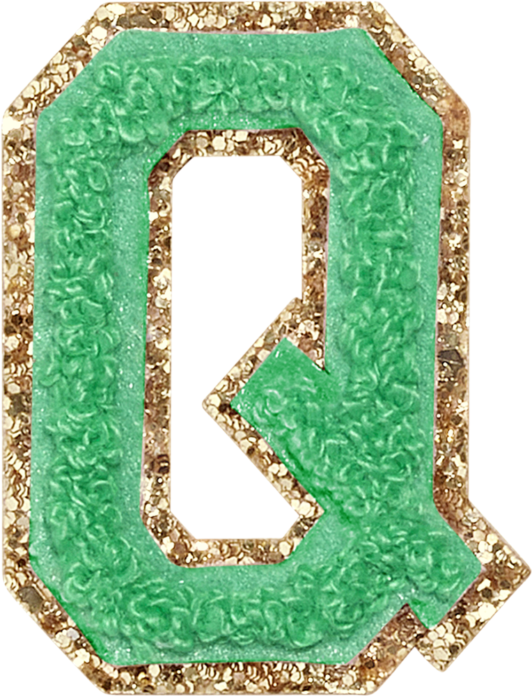 Avocado Glitter Varsity Letter Patches