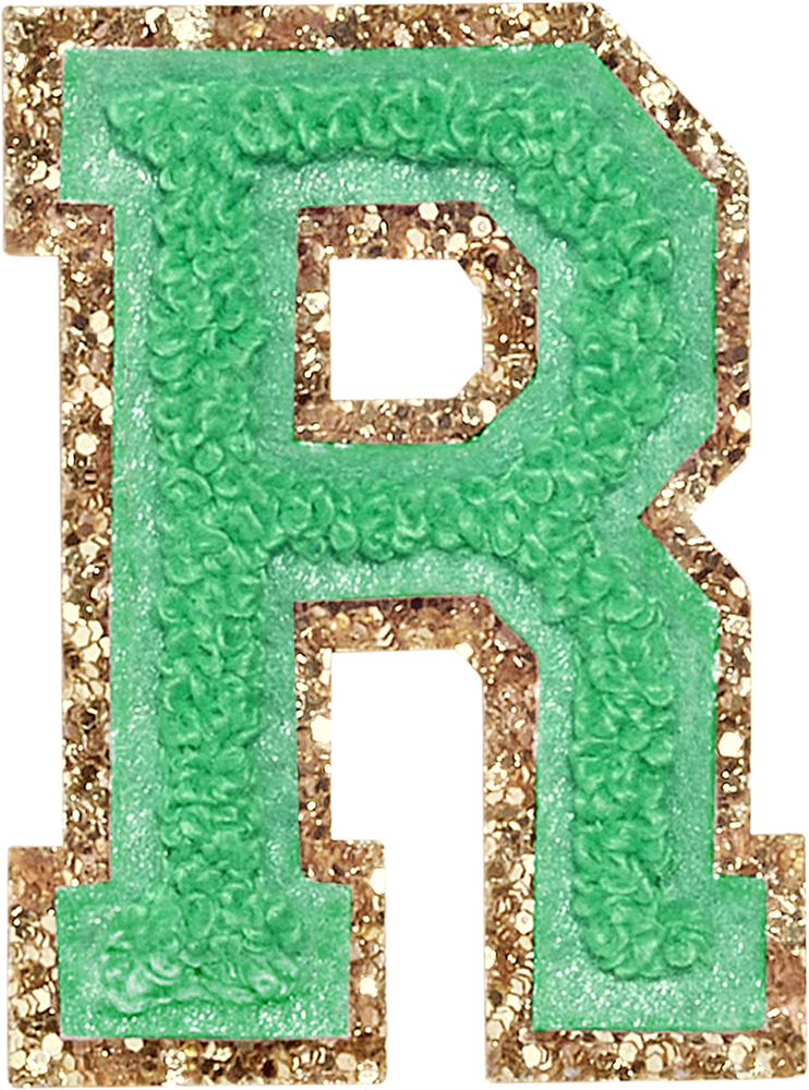 Avocado Glitter Varsity Letter Patches