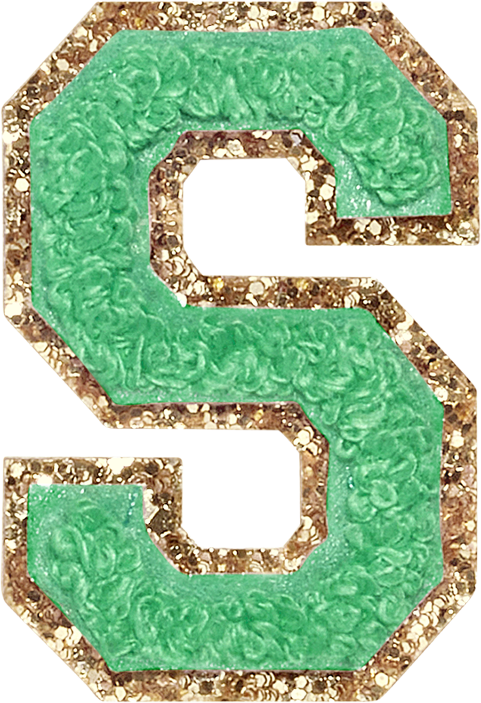 Avocado Glitter Varsity Letter Patches