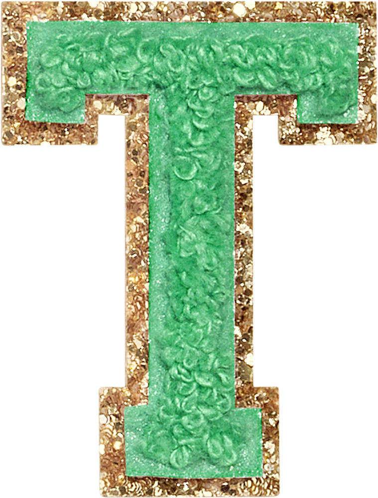 Avocado Glitter Varsity Letter Patches