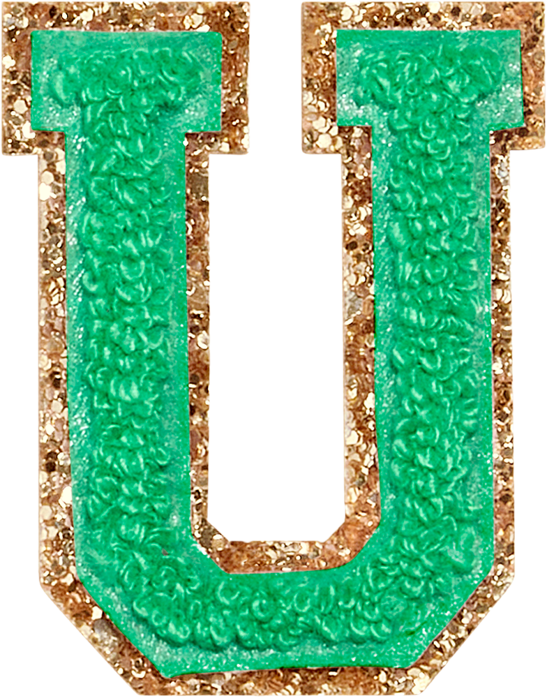 Avocado Glitter Varsity Letter Patches