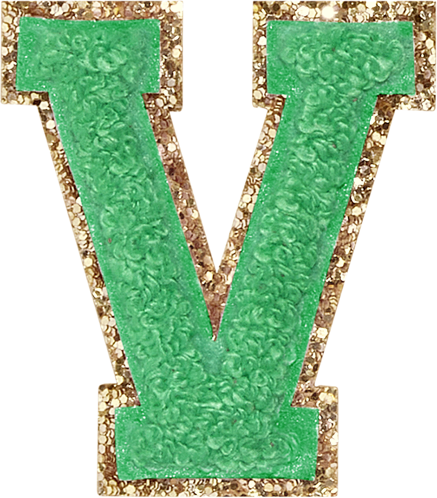 Avocado Glitter Varsity Letter Patches