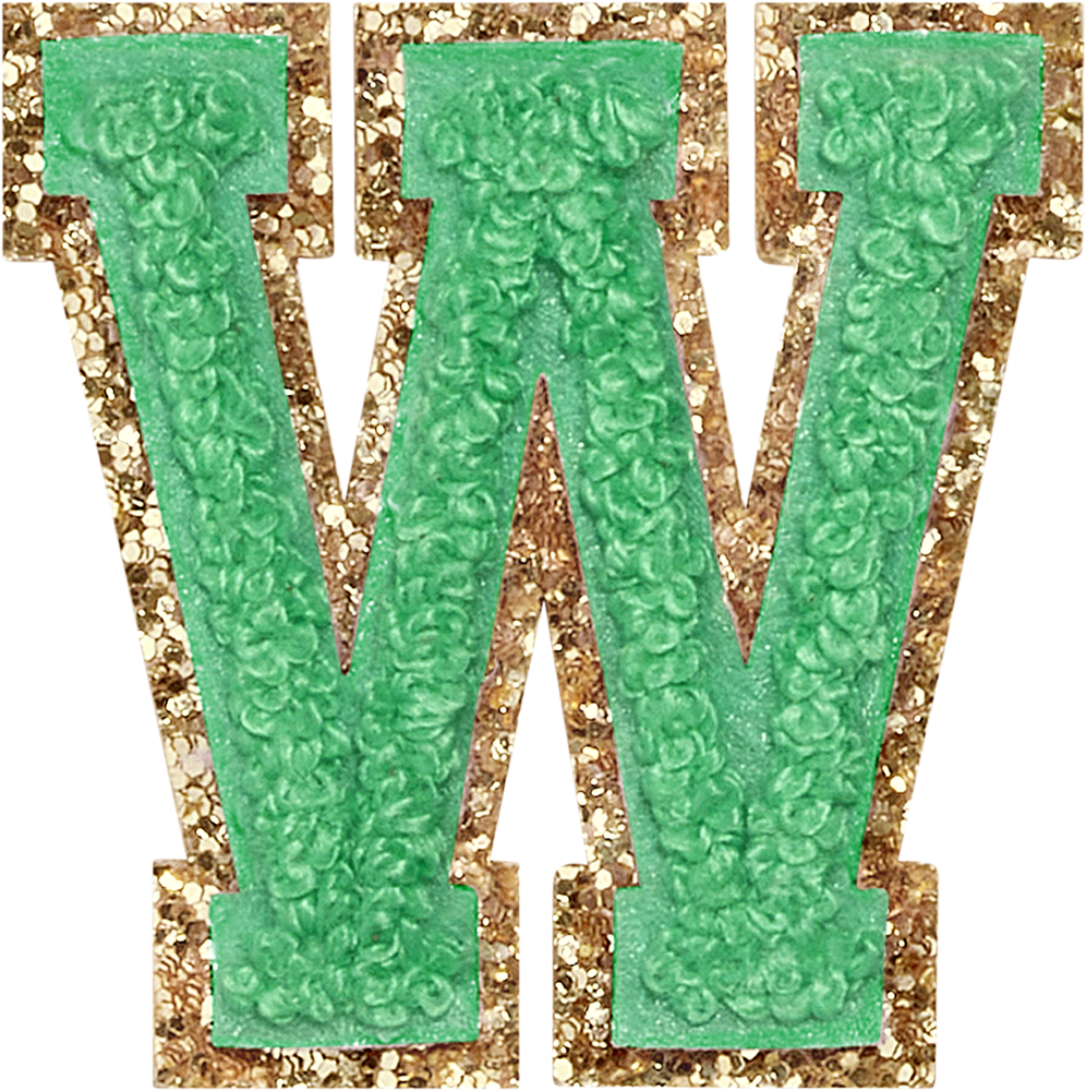 Avocado Glitter Varsity Letter Patches
