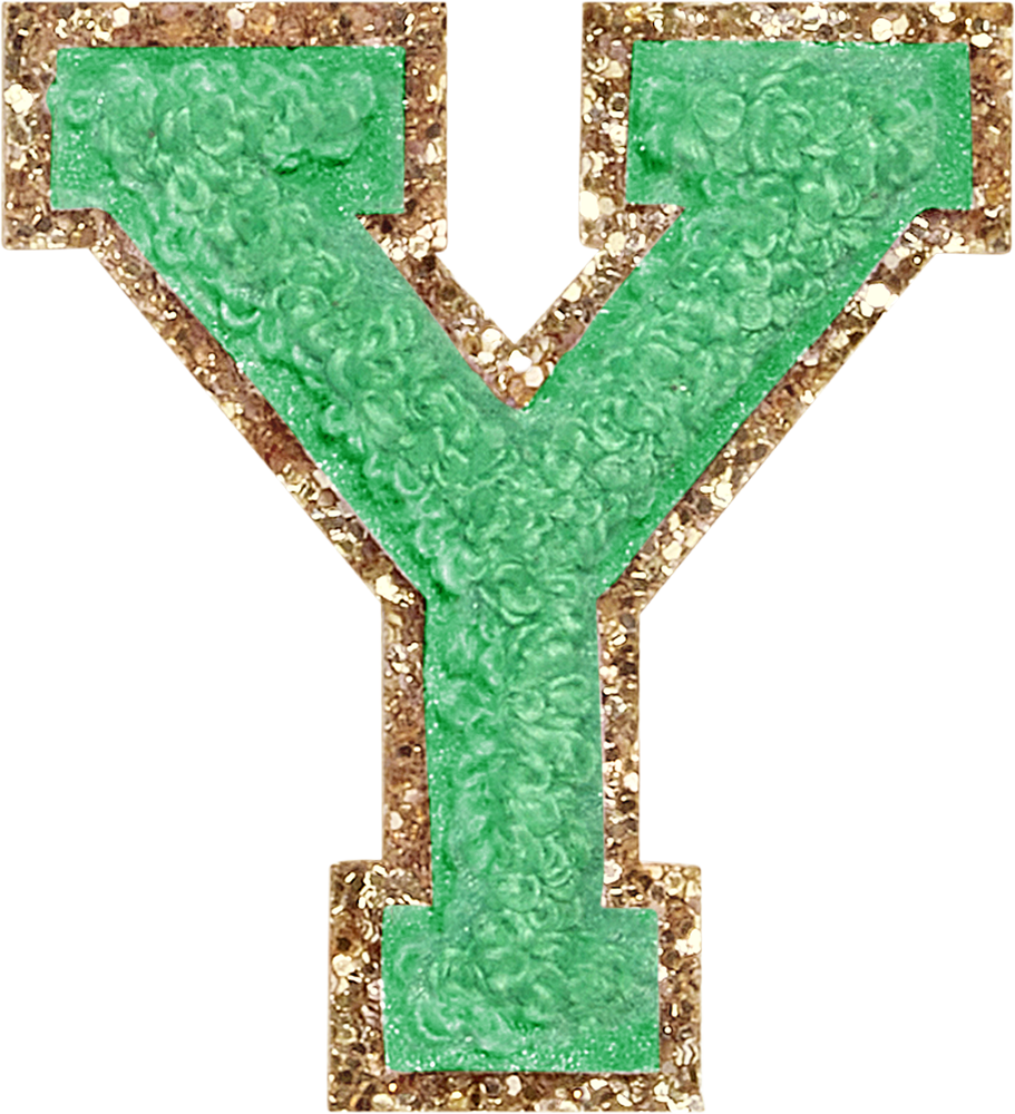 Avocado Glitter Varsity Letter Patches