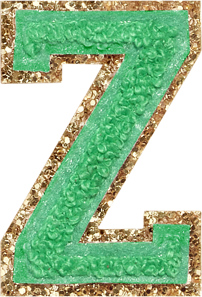 Avocado Glitter Varsity Letter Patches