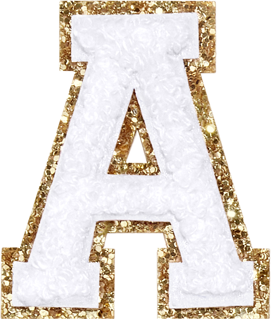 Blanc Glitter Varsity Letter Patches